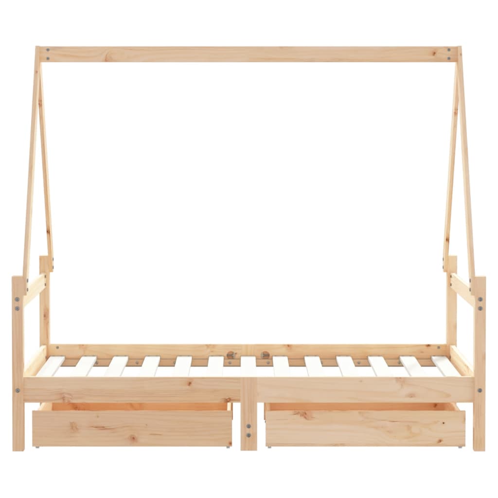 Kids Bed Frame with Drawers 80x160 cm Solid Wood Pine